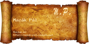 Mazák Pál névjegykártya